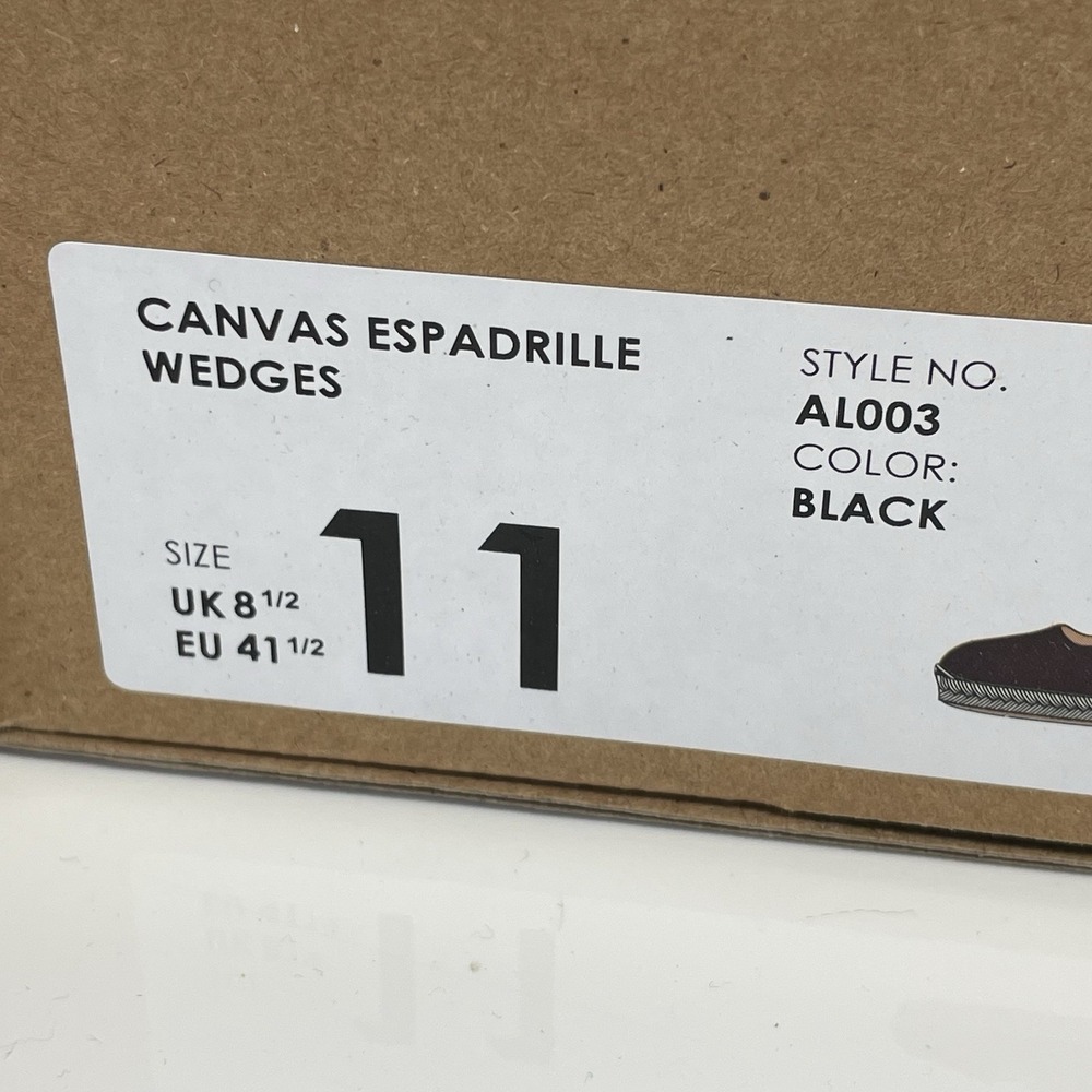 J.Crew AL003 Black Canvas Espadrille Wedge Heels Womens 11 NWT - Picture 9 of 9